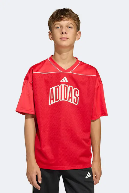 Футболка детская из быстросохнущей ткани Adidas, красный — фото 4