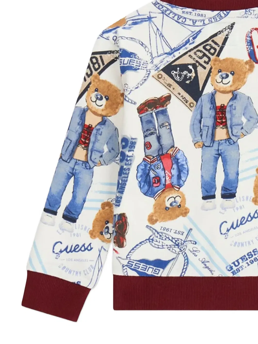 Толстовка с принтом медведя Guess Kids, белый — фото 3