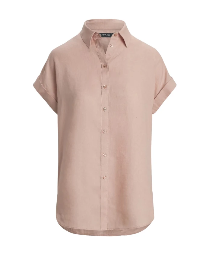 

Льняная рубашка с короткими рукавами Ralph Lauren, розовый