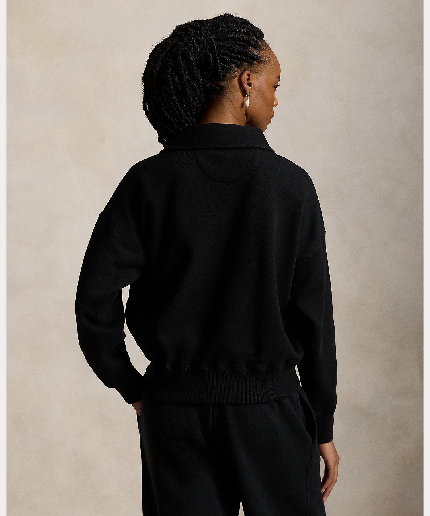 Легкая флисовая кофта с молнией до середины груди Polo Ralph Lauren, 001 Black — фото 4