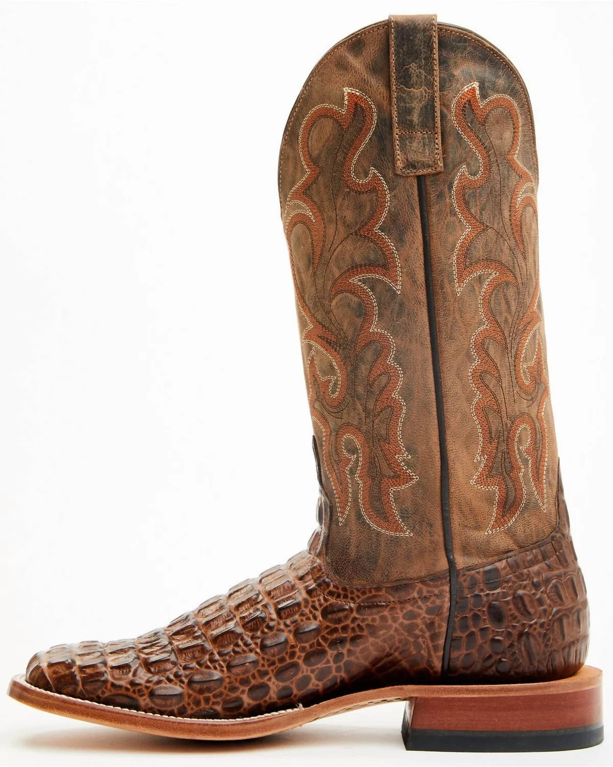 Horse Power Boots Мужские ковбойские сапоги с крокодиловым принтом, коричневые — фото 3