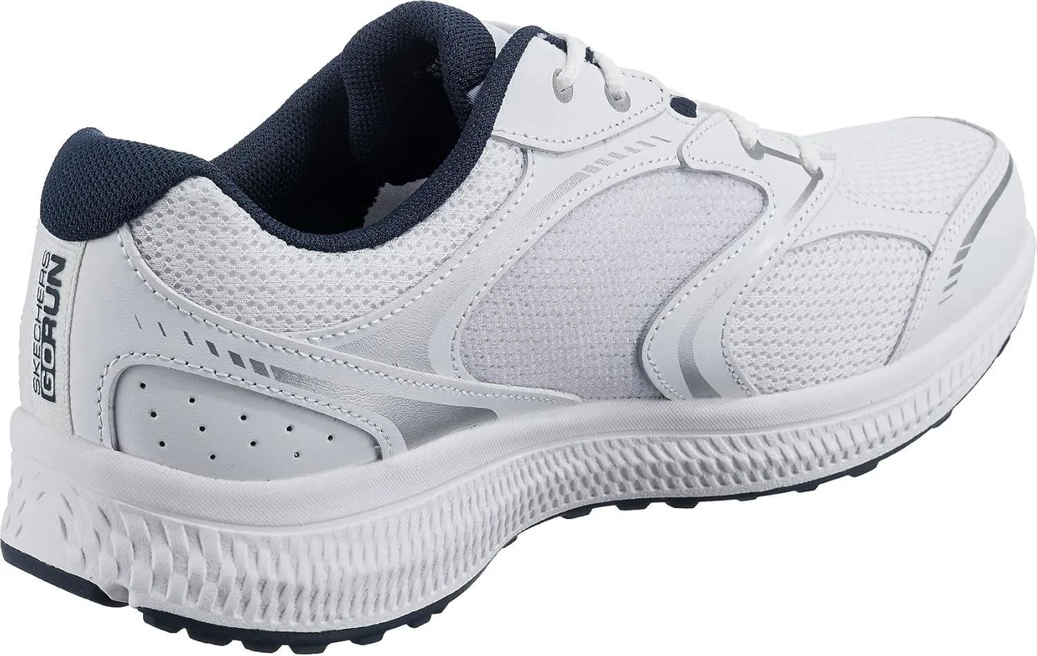 Мужские беговые кроссовки Skechers Go Run Consistent-Specie, White And Navy Leather Textile — фото 4
