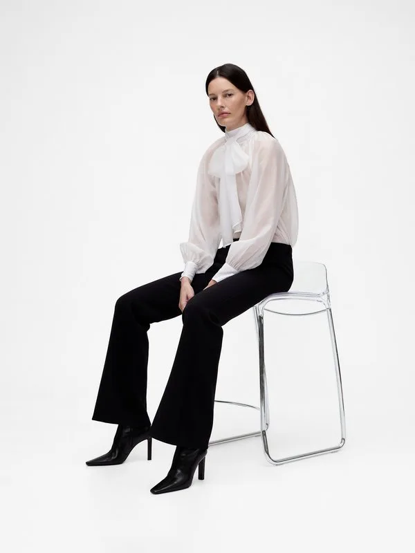 Прозрачная блузка-рубашка с бантом от gapstudio Gap, New Off White — фото 2