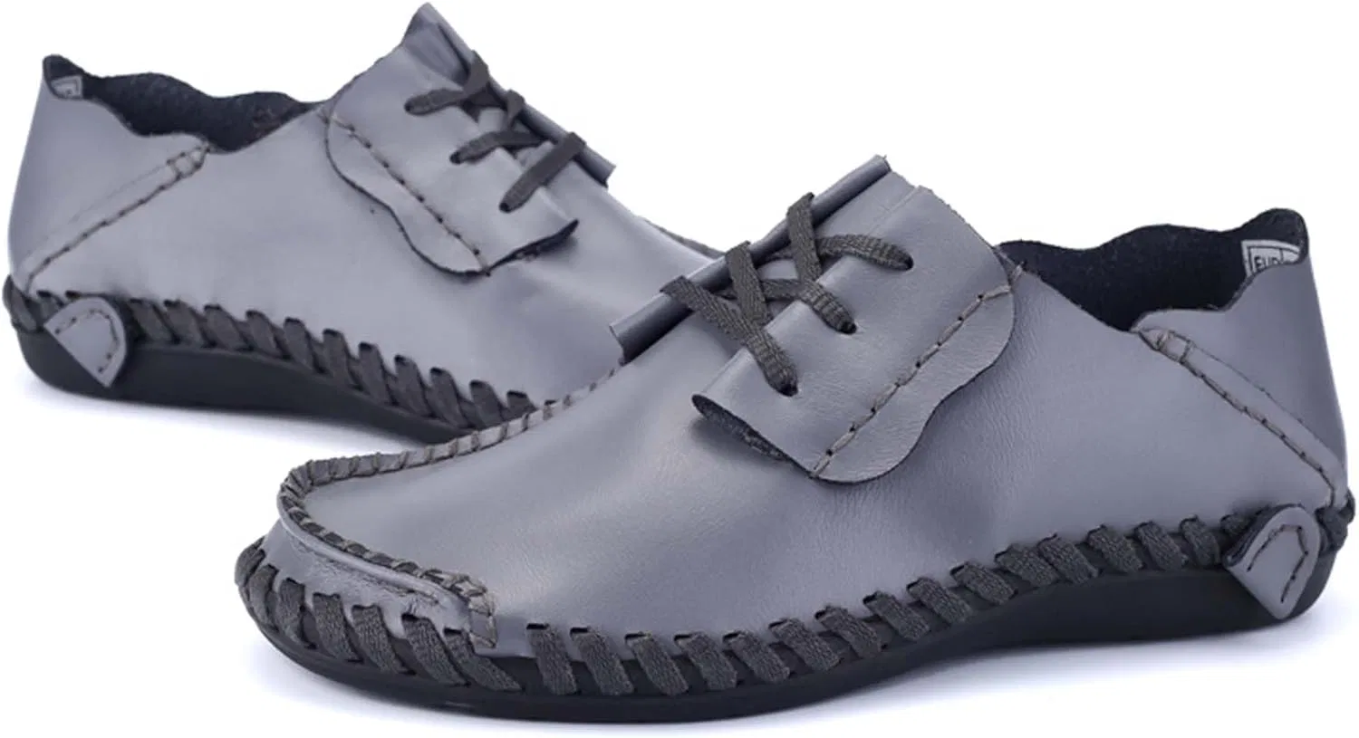 Лоферы кожаные Vintage Lace-up, Серый — фото 4