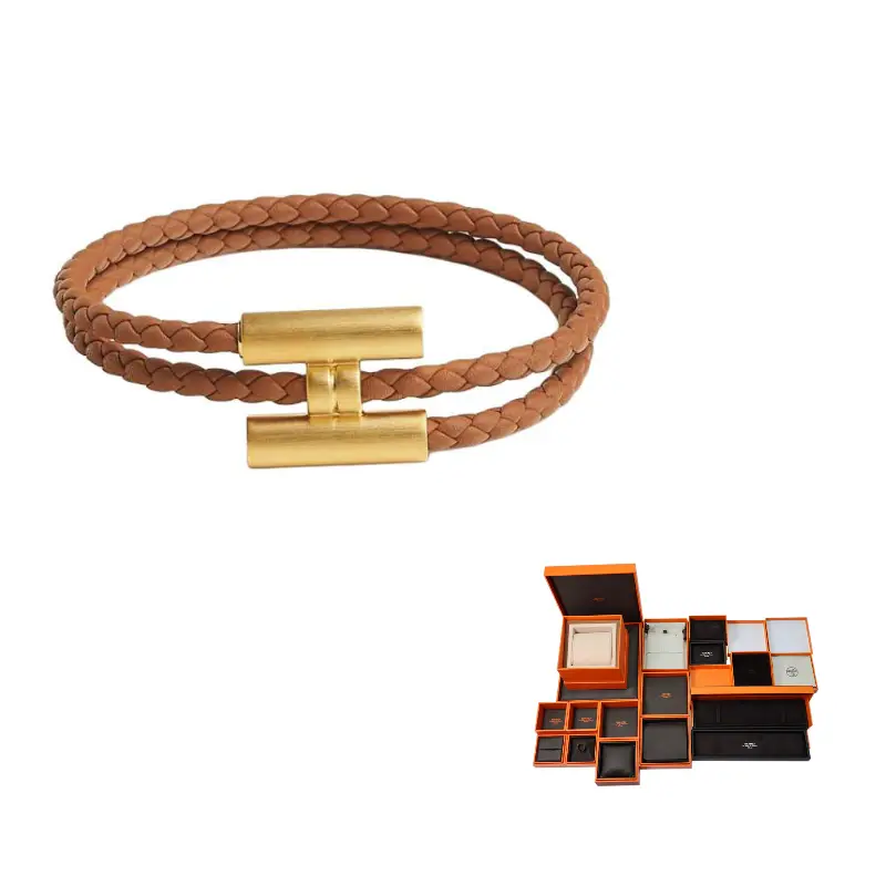 

HERMES Браслет из телячьей кожи мужский brown