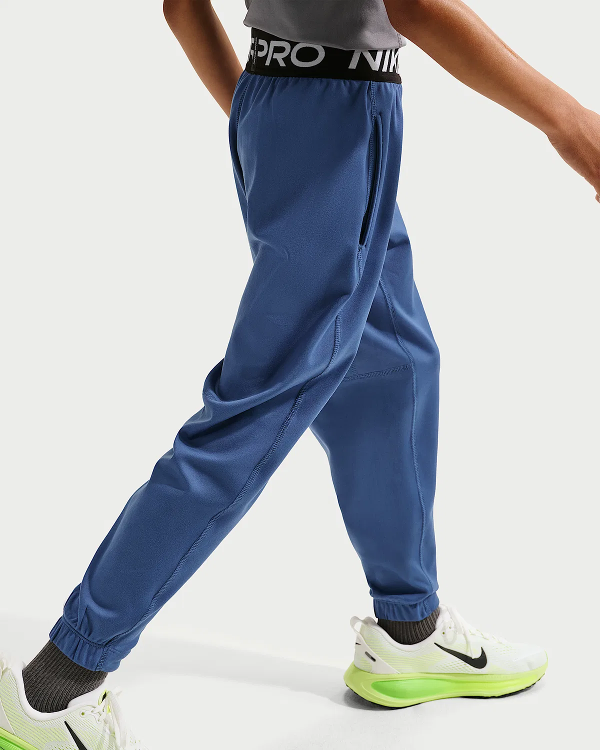 Детские (мальчики) спортивные штаны Nike Pro Dri-FIT из флиса, Mystic Navy/White/Black — фото 3