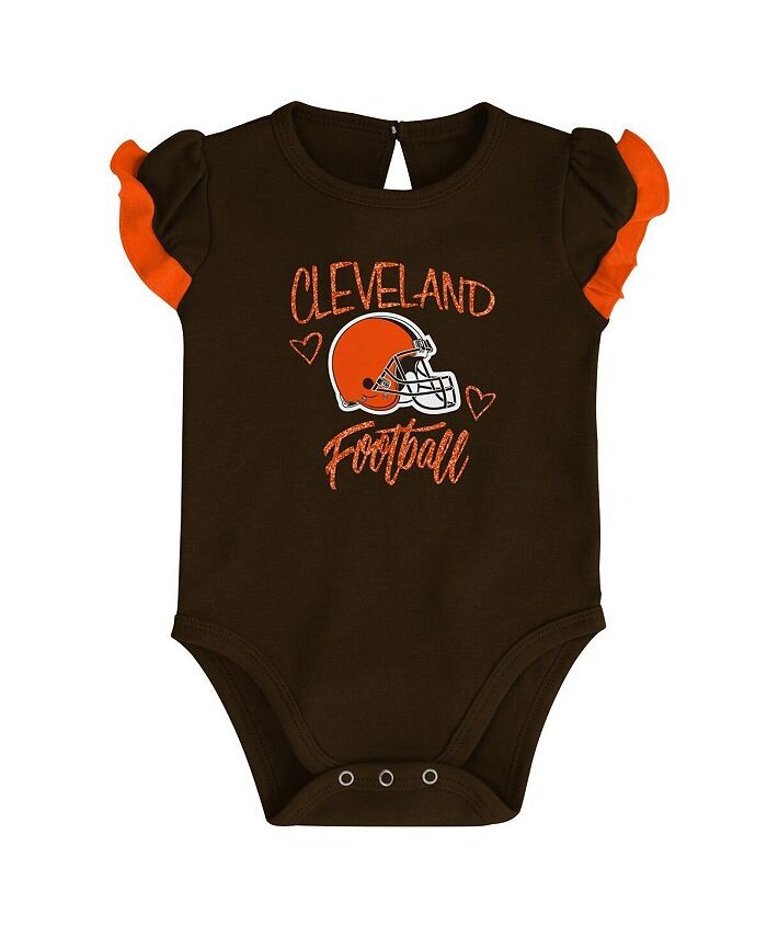 Коричневый, оранжевый комплект боди Cleveland Browns Too Much Love для новорожденных Outerstuff, коричневый/оранжевый — фото 3