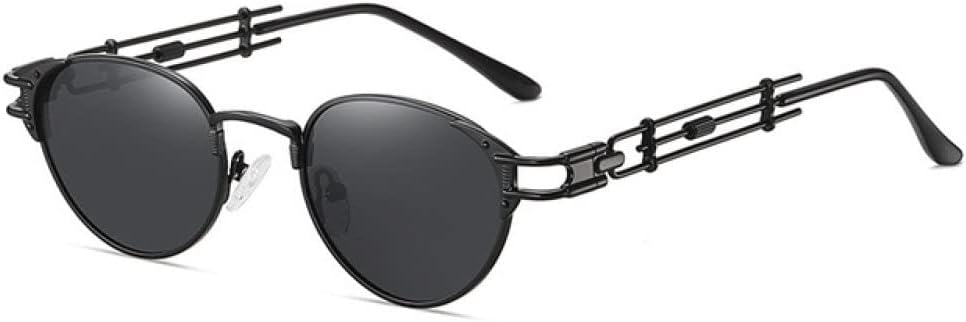 

Ретро металлические овальные поляризованные солнцезащитные очки для женщин и мужчин в стиле стимпанк, солнцезащитные очки с защитой от УФ-излучения UV400 LANGSER, Black Gray