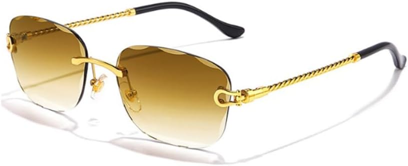 

Мужские солнцезащитные очки без оправы с градиентным переходом цвета, панк-стиль, винтажные очки в маленькой оправе, без оправы, защита от ультрафиолета UV400 MTZJH, B02