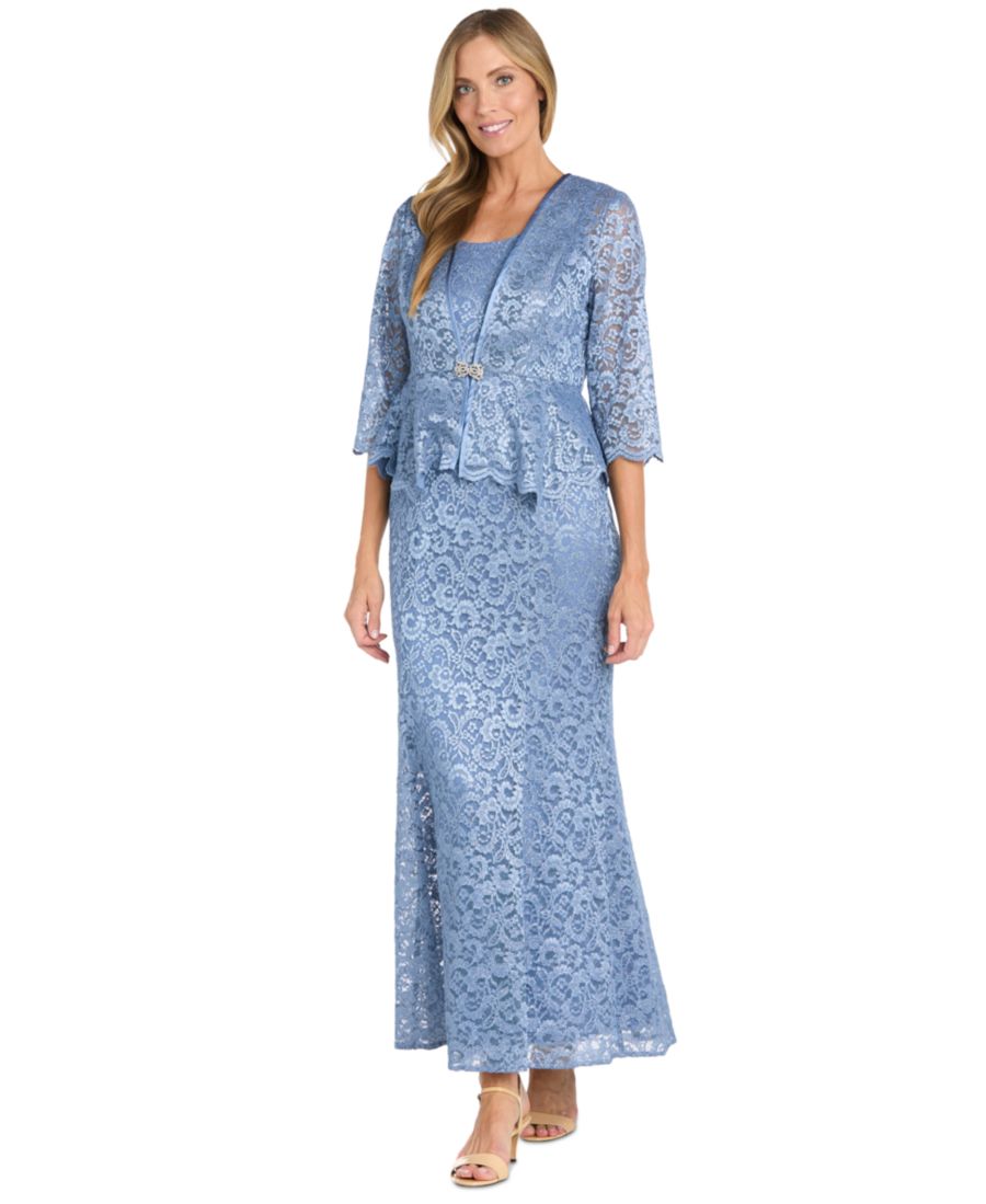 

Женское кружевное платье с блестками и жакет R & M Richards, Blue