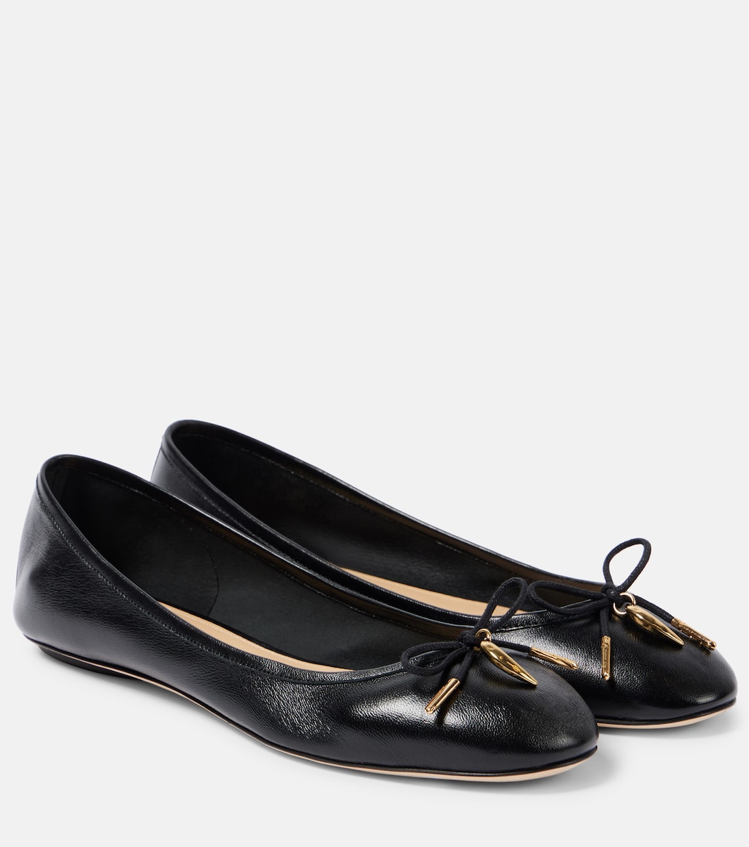 Кожаные балетки Iris с бантом Chloé, черный