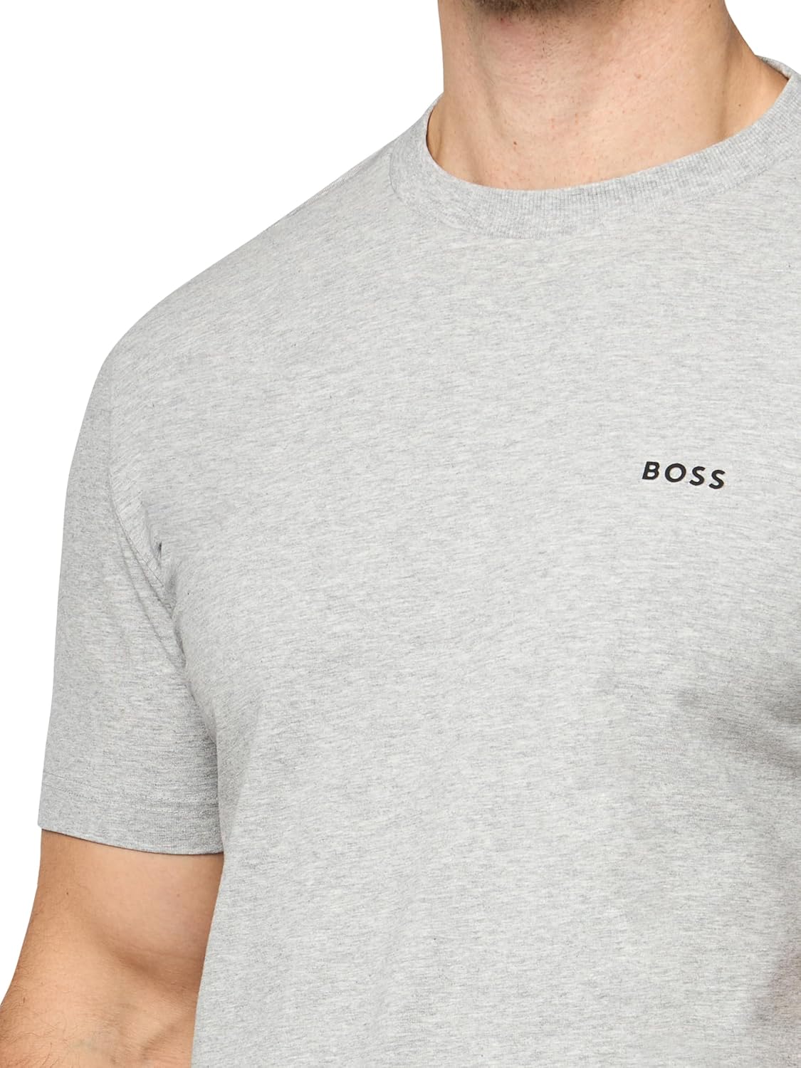 Футболка BOSS Men's Contrast Logo из хлопка и эластичного хлопка, Glossy Asphalt — фото 3