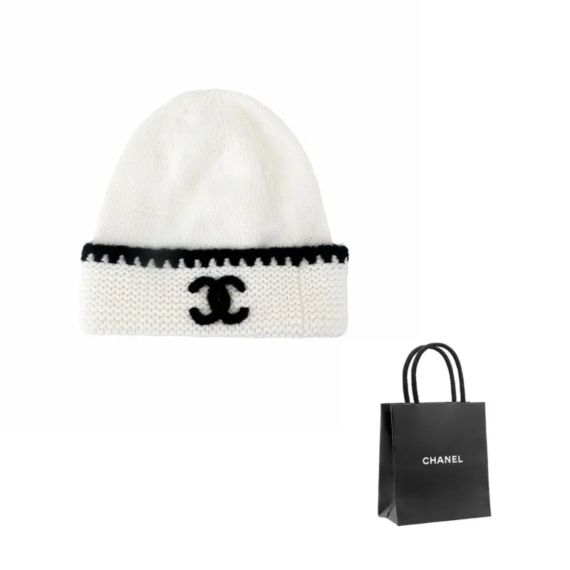 

CHANEL Кашемировая шапка унисекс бело-черная, White/Black