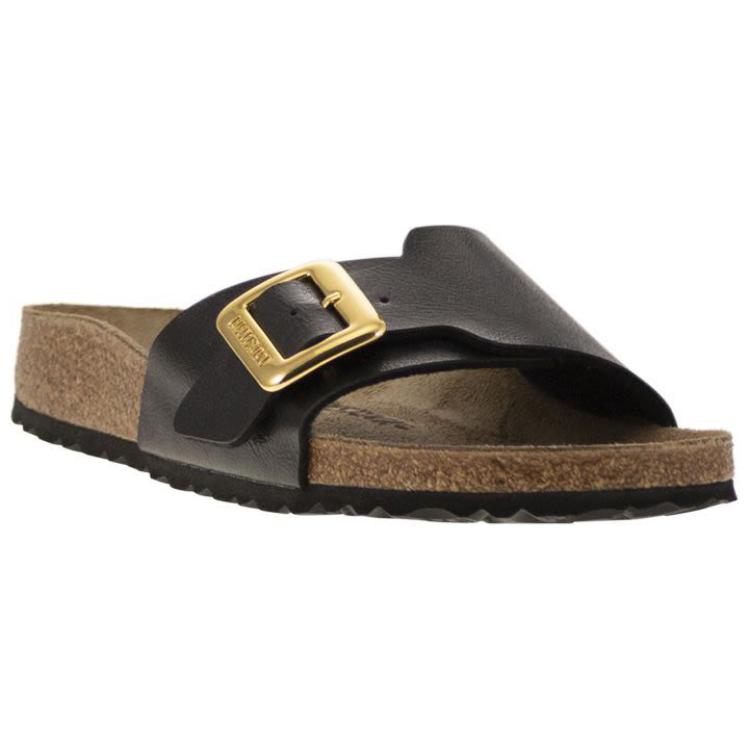 Birkenstock Мадридские сланцы с большой пряжкой женские черные, цвет Black — фото 3