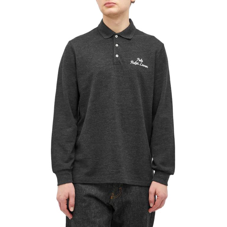 Поло с длинным рукавом и логотипом Script Polo Ralph Lauren, черный — фото 3