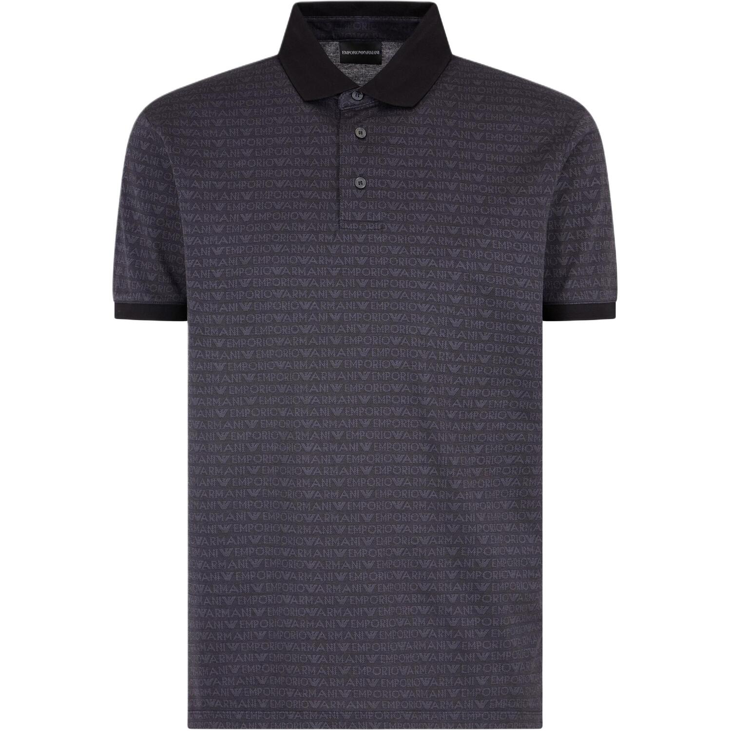 

Поло с лого-жаккардом EMPORIO ARMANI, черный