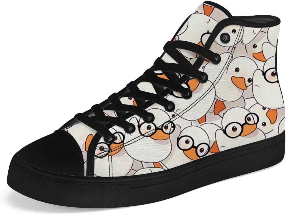 

Кеды на высокой подошве Chebing с уткой для мужчин и женщин, мультяшные кеды на высокой подошве, шнуровка, повседневная обувь, подарки для девушек и мальчиков, белый