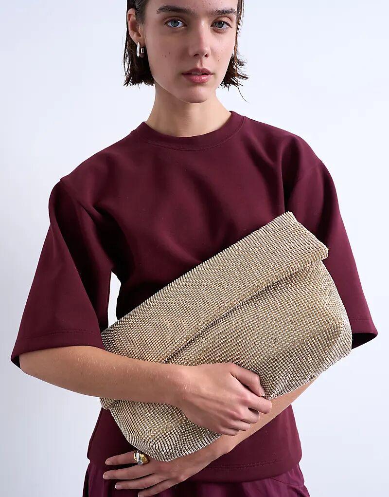 

Сумка-клатч Topshop Georgia со сложенным ремешком и стразами в золотом цвете