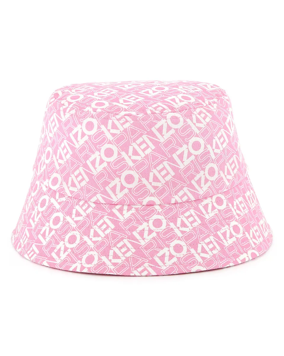 

Детская шапочка из 100% хлопка с принтом монограммы Kenzo Kids, цвет Rosa