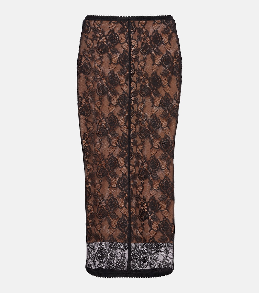 

Полупрозрачная кружевная миди-юбка Self-Portrait, Black