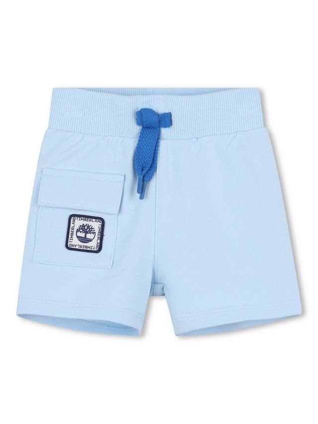 

Детские хлопковые шорты с карманами-накладками и кулиской Timberland, Pale Blue
