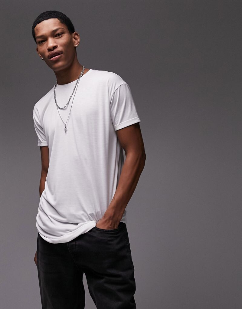 

Белые удлиненные футболки Topman