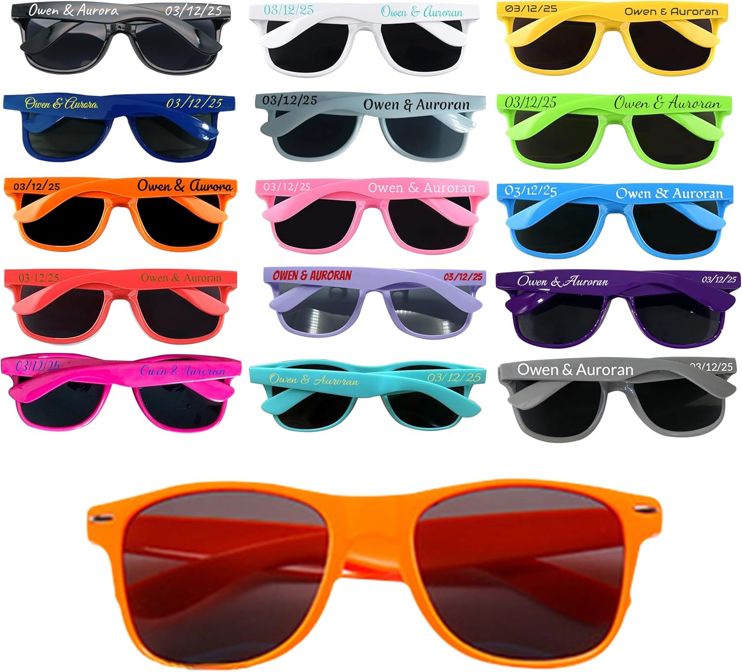 

Персонализированные праздничные очки, разноцветные тематические солнцезащитные очки, подарок для вечеринки, легкие солнцезащитные очки с нанесенным логотипом DFDG, Orange