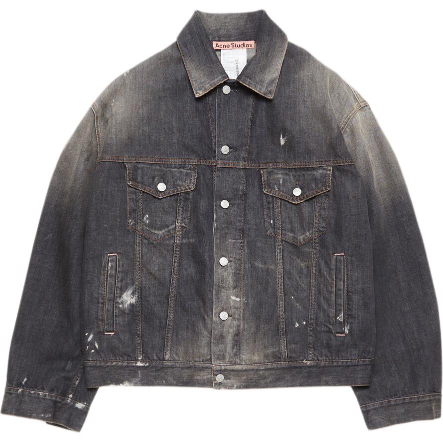 Acne Studios Застегивающаяся потертая джинсовая куртка, Gray — фото 3