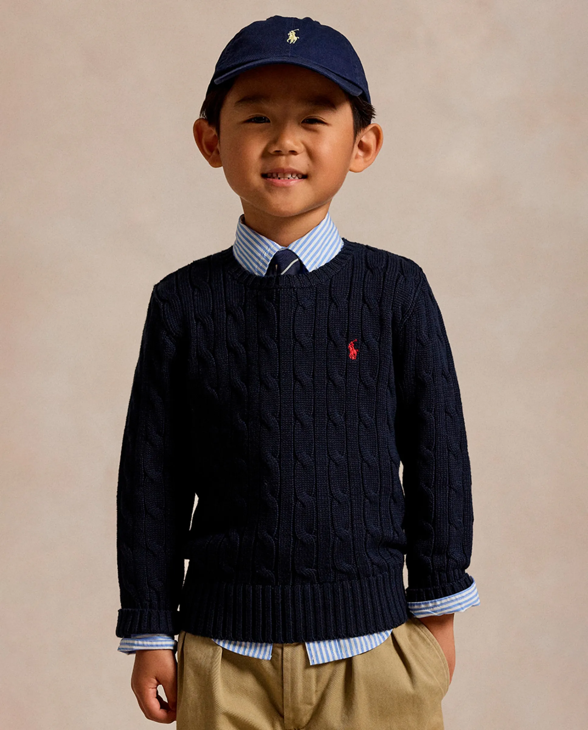 

Унисекс джемпер из хлопка с узором "восьмерка" Polo Ralph Lauren, темно-синий