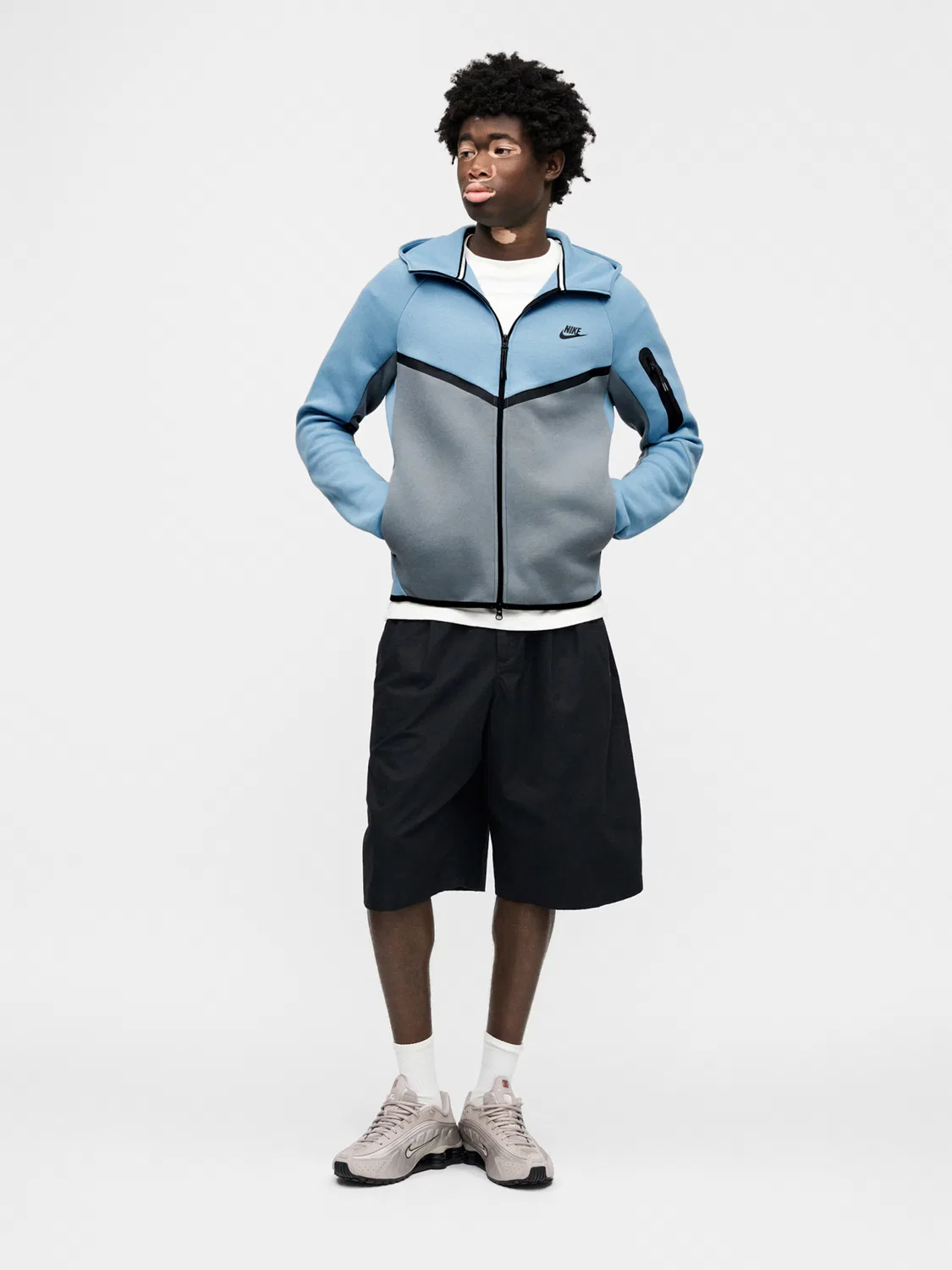 Толстовка на молнии из технологического флиса Nike Sportswear, Smoke Blue/Light Blue — фото 4