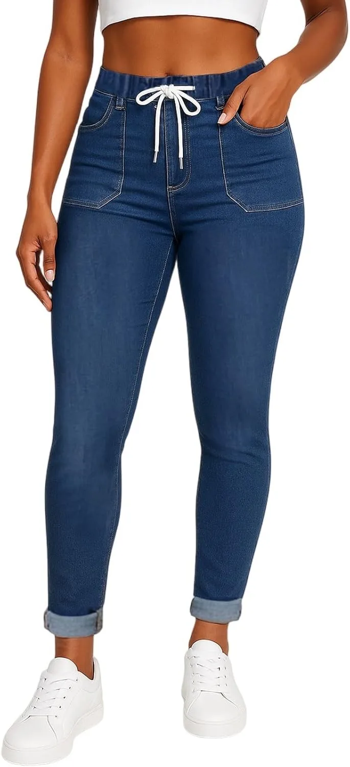 

Скинни джинсы для женщин с эластичным поясом и карманами HswsEJ