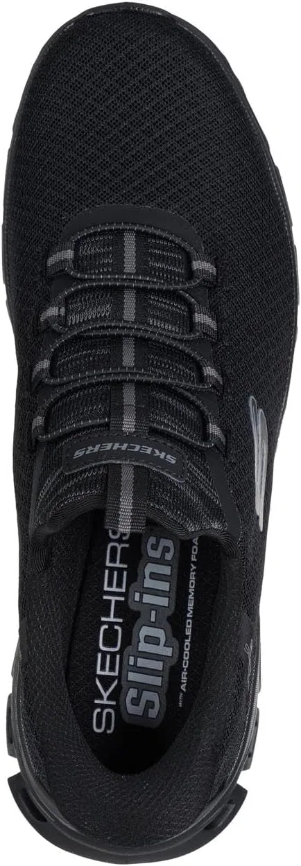 Мужские кроссовки Skechers Glide-Step Noxus Hands Free без шнурков, Black Mesh Pu — фото 3