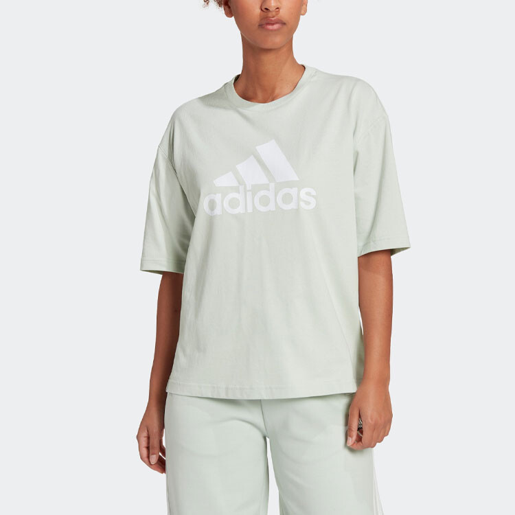 Футболка женская льняная зеленая Adidas — фото 2