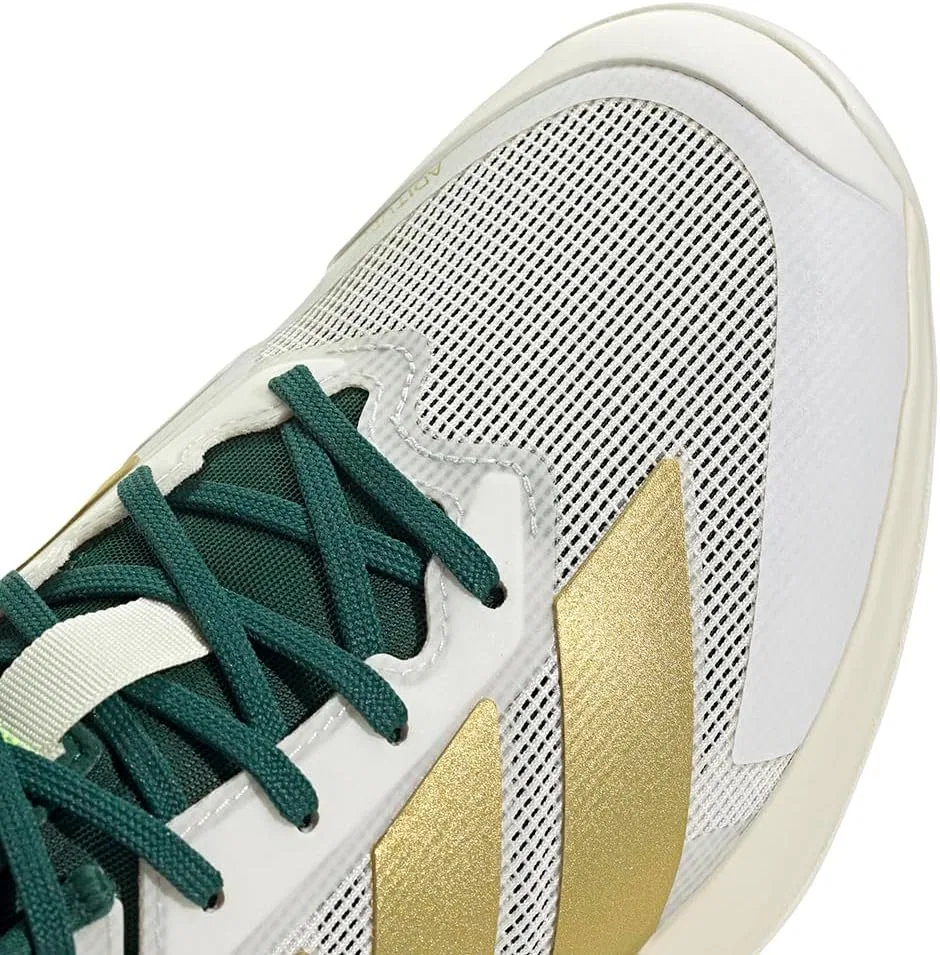 Кроссовки для тенниса Adidas Adizero Ubersonic 5, White/Gold Metallic/Collegiate Green — фото 3