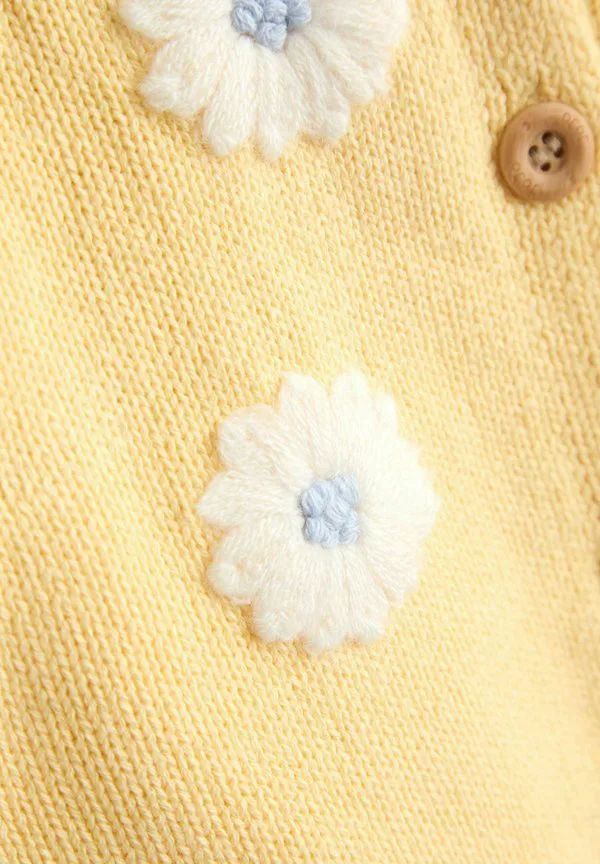 Кардиган прямого кроя с вышивкой в виде ромашек. Jojo Maman Bébé, Light Yellow — фото 3