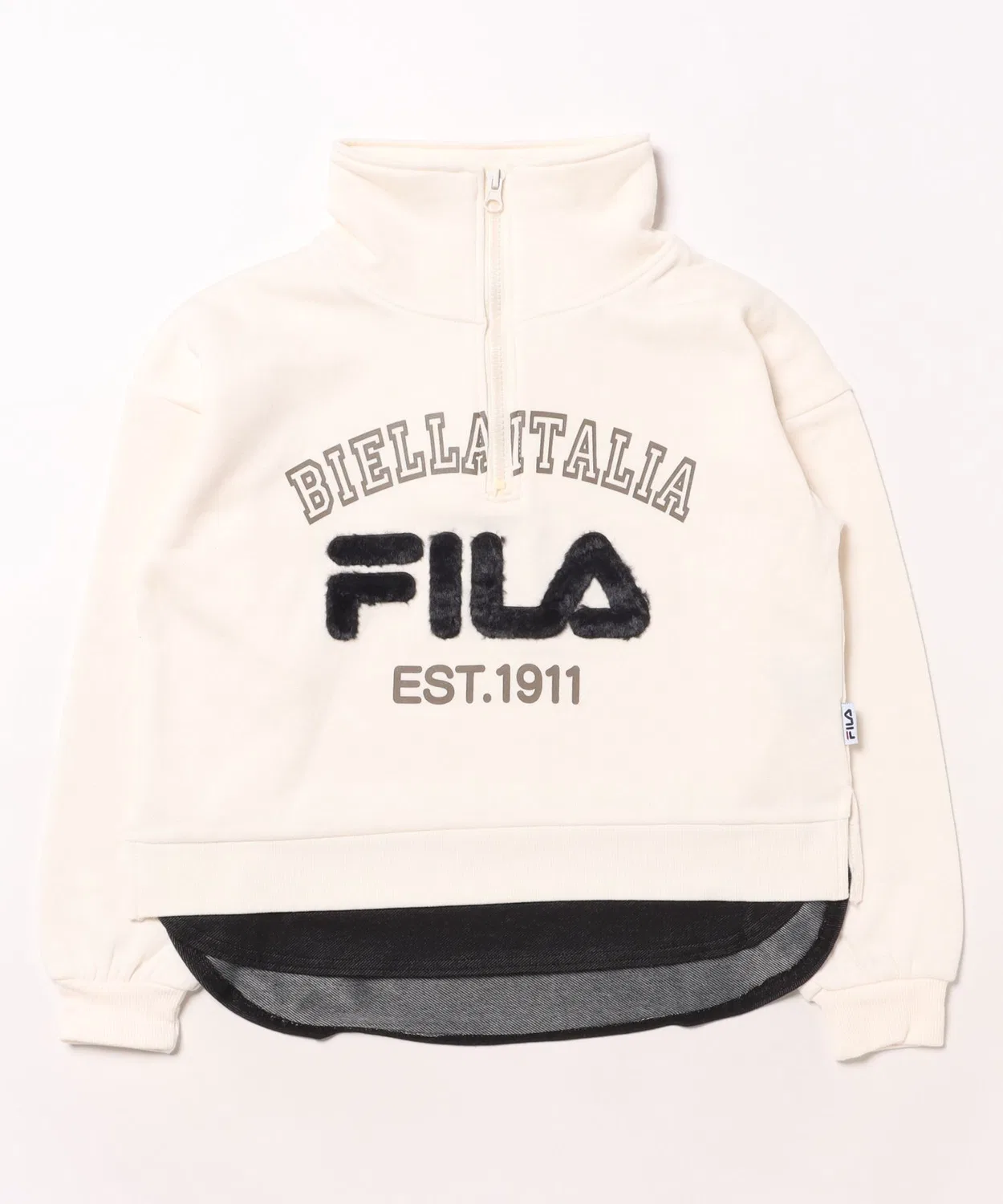 Детская толстовка FILA полузамок, полиэстер 65%, хлопок 35%, айвори