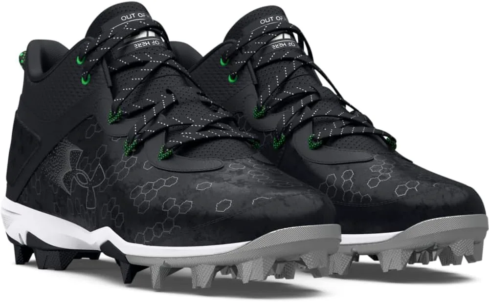 Мужские бейсбольные кроссовки Under Armour Harper 8 Mid Rm, черный/металлик серебристый — фото 2