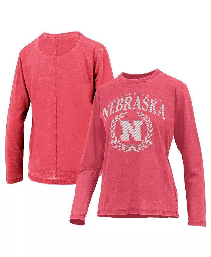 

Женская футболка с длинным рукавом Scarlet Nebraska Huskers Chandler Olive Leaf Arch Pressbox