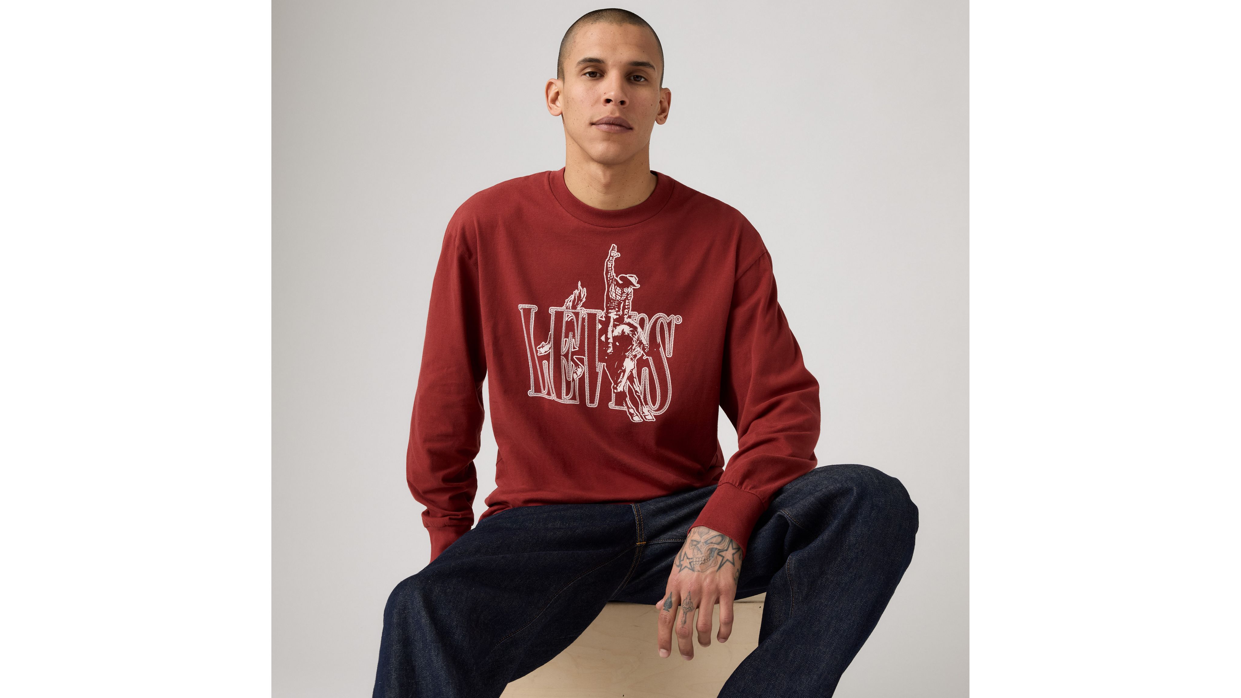 

Футболка с длинными рукавами и аутентичным принтом Levi's, Russet Brown - Red