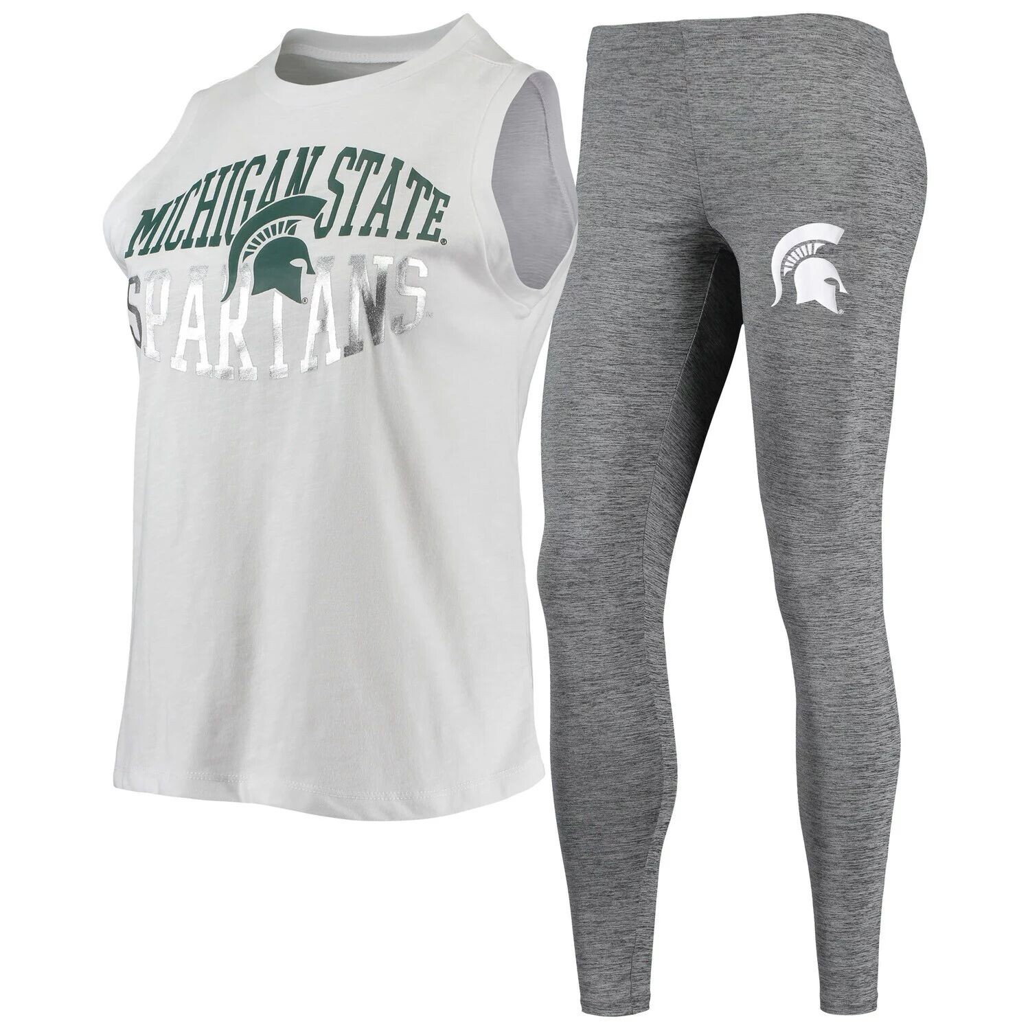 

Женский комплект для сна, темно-серый/белый, Michigan State Spartans, майка и леггинсы Concepts Sport