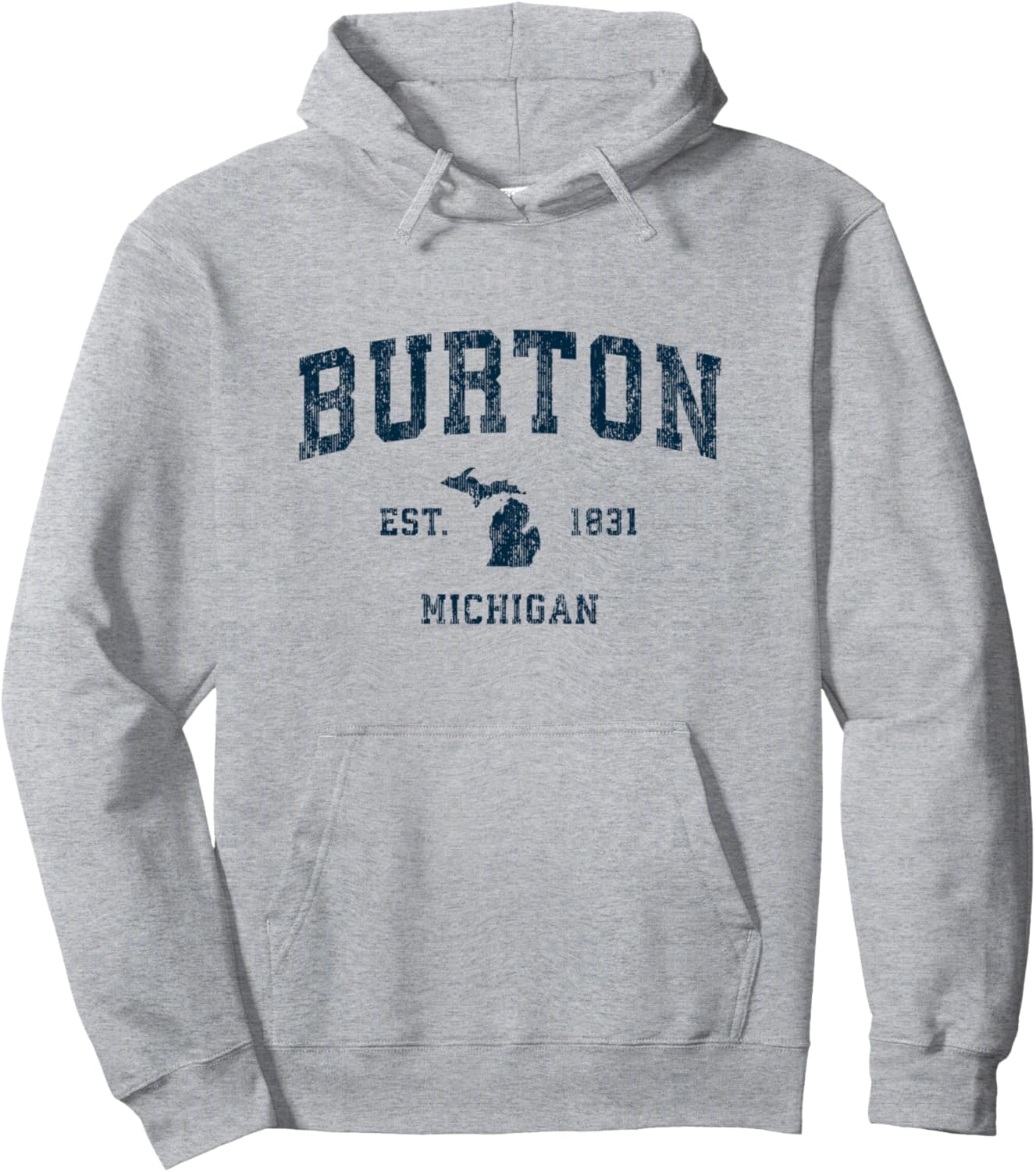 

Худи Burton Michigan MI Vintage Sport Design Navy Print Burton Mi T-Shirts & Gifts, серый