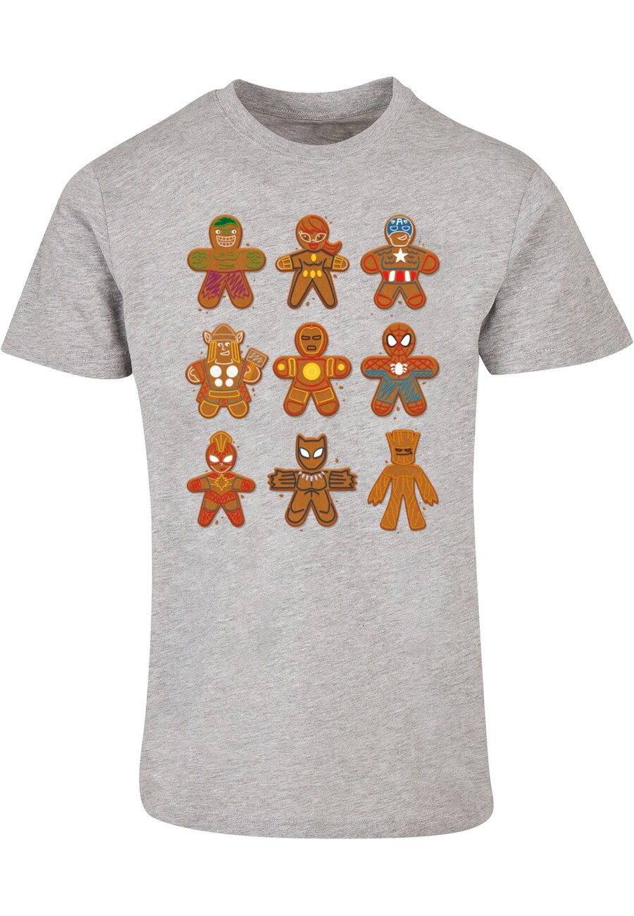 

Рубашка ABSOLUTE CULT Marvel Universe - Christmas Gingerbread Avengers, пятнистый серый