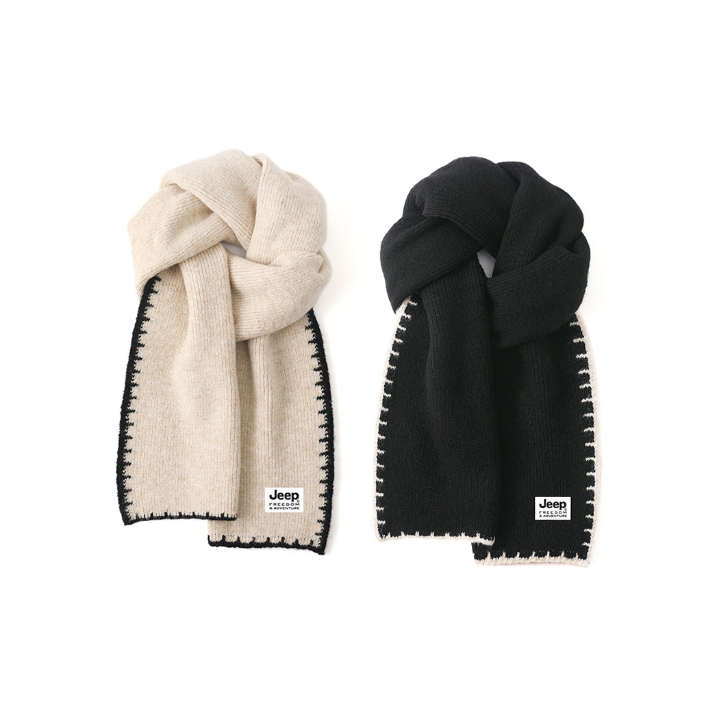 

Термостойкий вязаный шарф Unisex Jeep, 2 pack (экрю+черный)