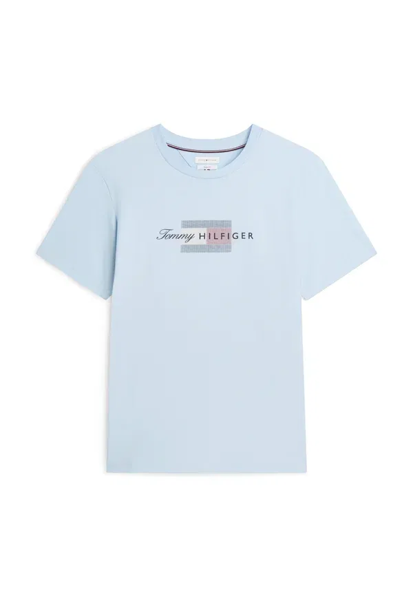 Футболка Tommy Hilfiger Script Flag Regular Tee Brand Love Print, голубой бриз — фото 4