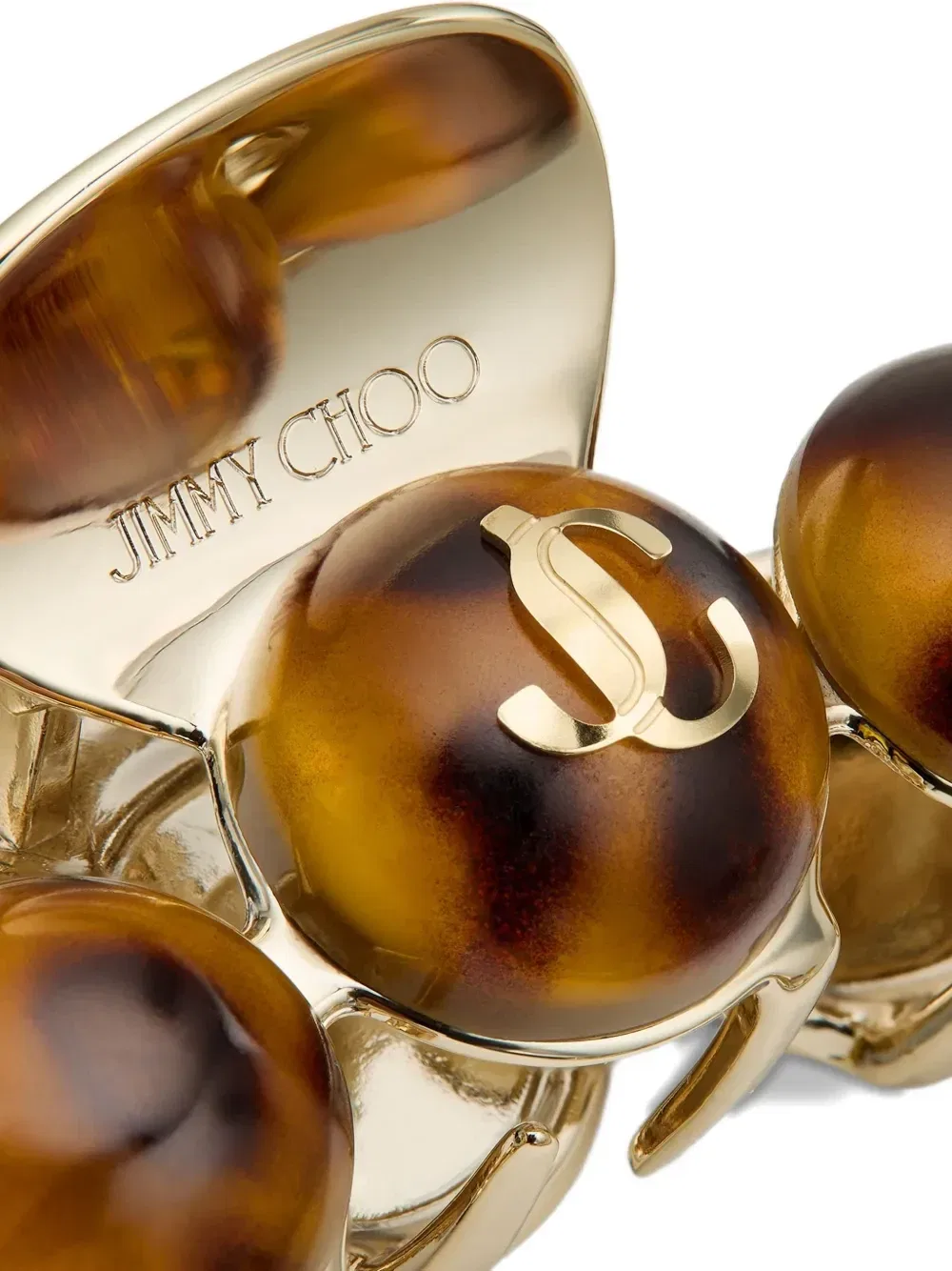 Логотип-заколка для волос с черепаховым принтом Jimmy Choo, коричневый — фото 3