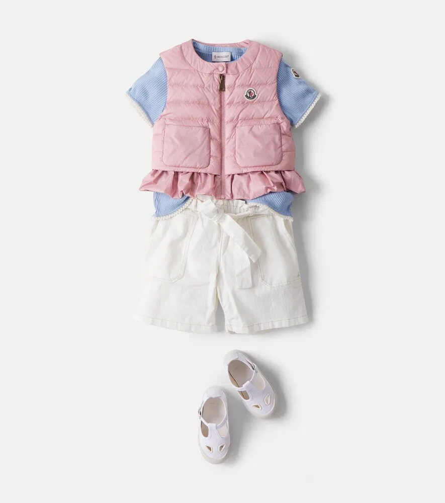 Жилет с оборками от Latife Moncler Enfant, розовый — фото 2