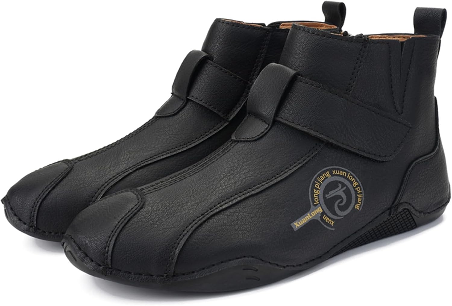 

Мужские водонепроницаемые кожаные высокие кроссовки Abborora, прогулочные, для походов, с утепленной подкладкой, повседневные чукка-бутсы для мужчин, черный