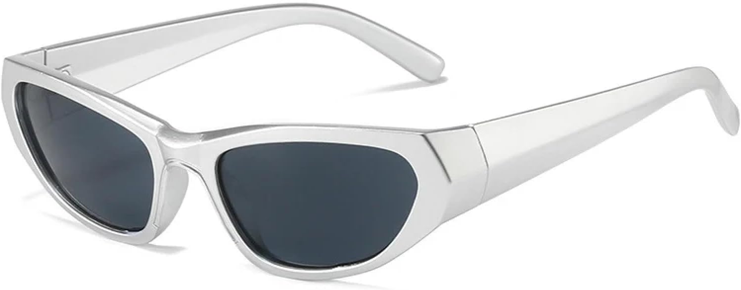 

Солнцезащитные очки с защитой от УФ-излучения UV400 для женщин и мужчин | «Кошачий глаз» — разноцветные зеркальные очки | для занятий спортом на открытом воздухе DSVIGF, Silver Grey