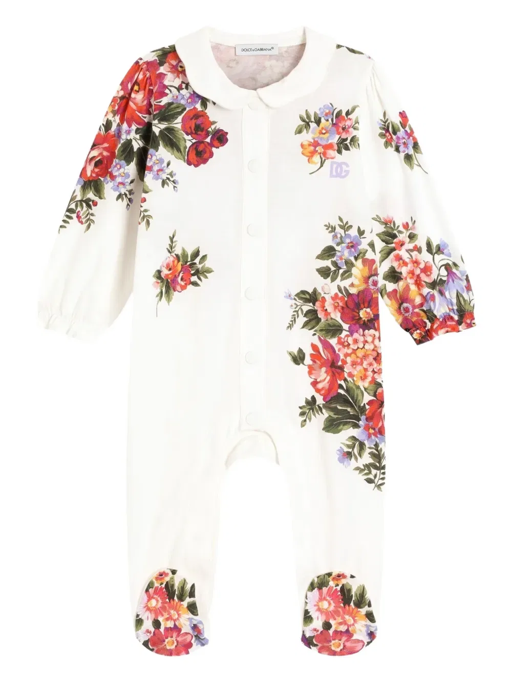 Комплект детского комбинезона с цветочным принтом Dolce & Gabbana Kids, белый — фото 2