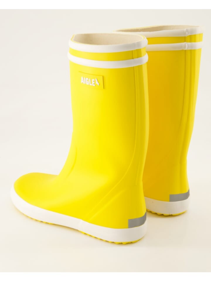 Женские резиновые сапоги Aigle высокие с логотипом, желтый — фото 2
